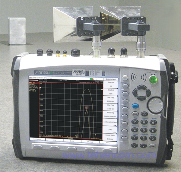 An example of measuring the effective area of  reflection of radio waves from a test sample