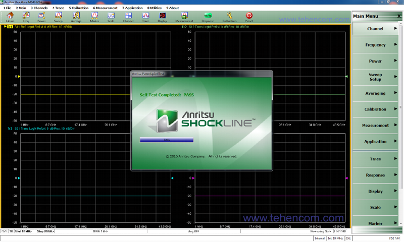 Главное окно программного обеспечения Anritsu ShockLine