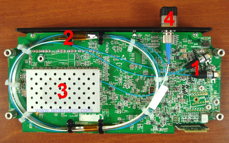 The main board of a modern single-mode optical reflectometer that operates at wavelengths of 1310 nm and 1550 nm