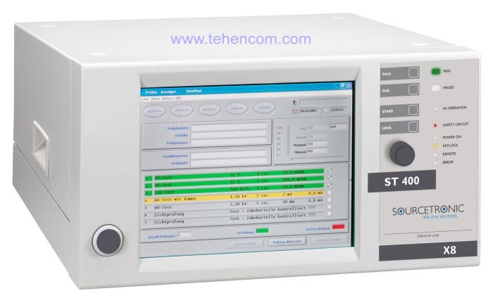 Универсальная измерительная система Sourcetronic ST400 проводит весь набор тестов по электробезопасности
