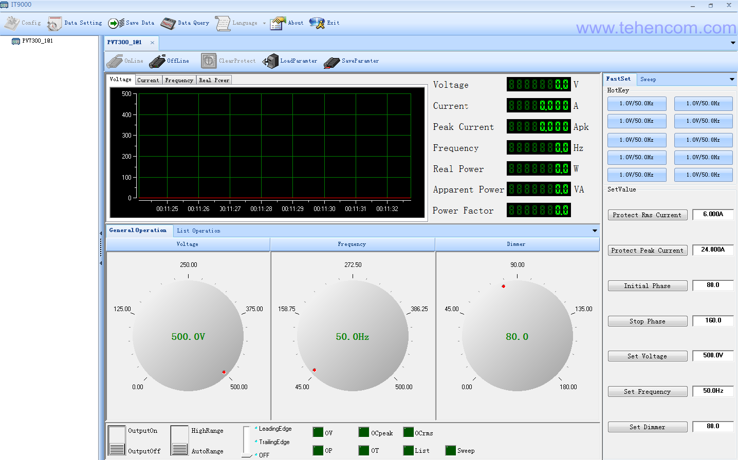 Главное окно программы удалённого управления источниками серии ITECH IT7300