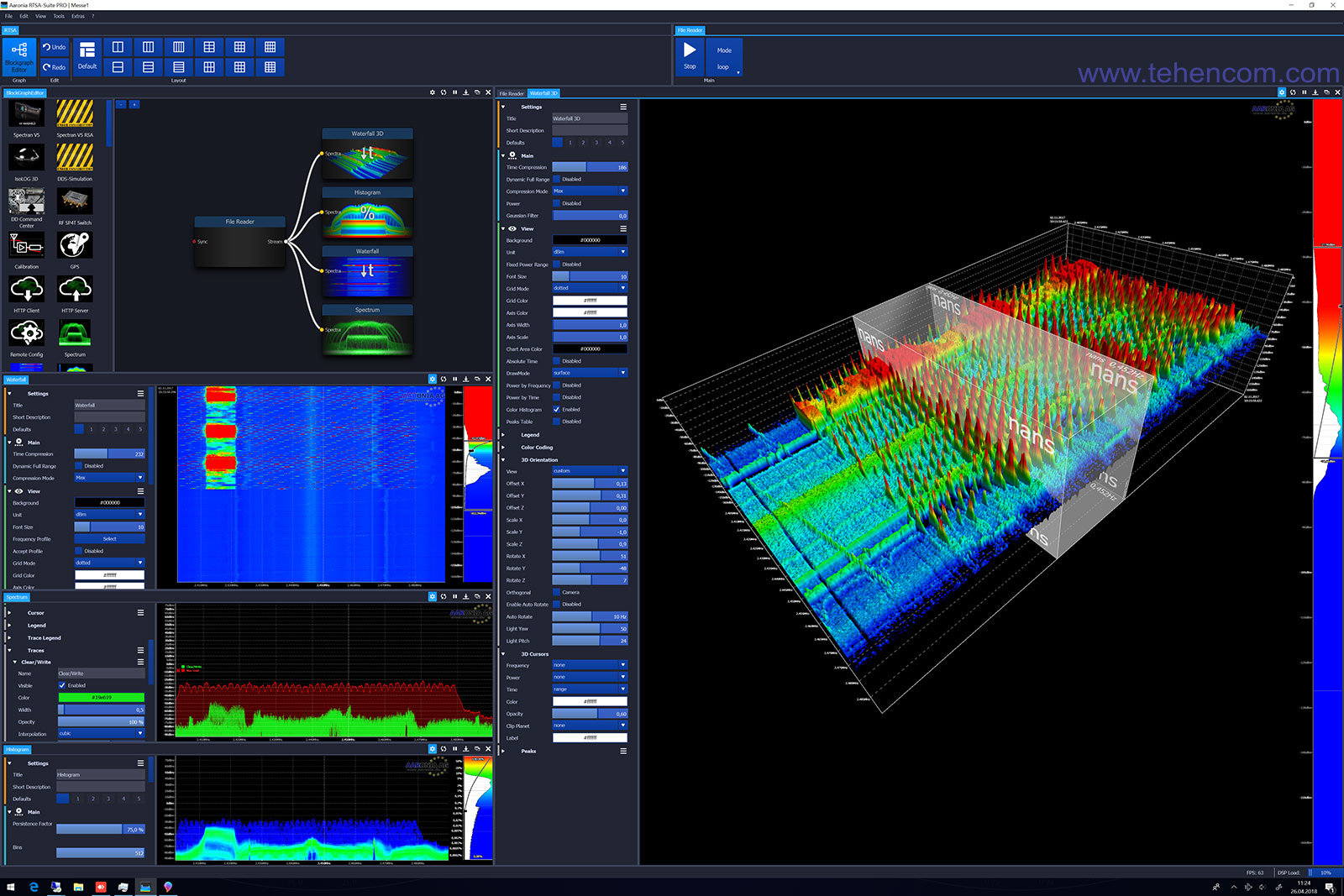 Aaronia RTSA-Suite PRO software is included free of charge with every Aaronia SPECTRAN V6 analyzer