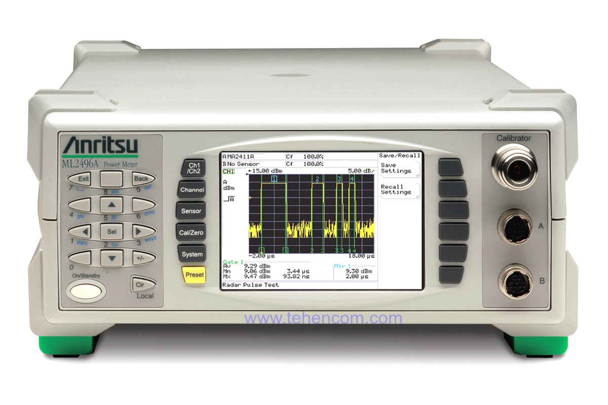 Измерители мощности импульсных, модулированных и стационарных радиосигналов серии Anritsu ML2490A. Модели: Anritsu ML2495A (одноканальная) и Anritsu ML2496A (двухканальная).