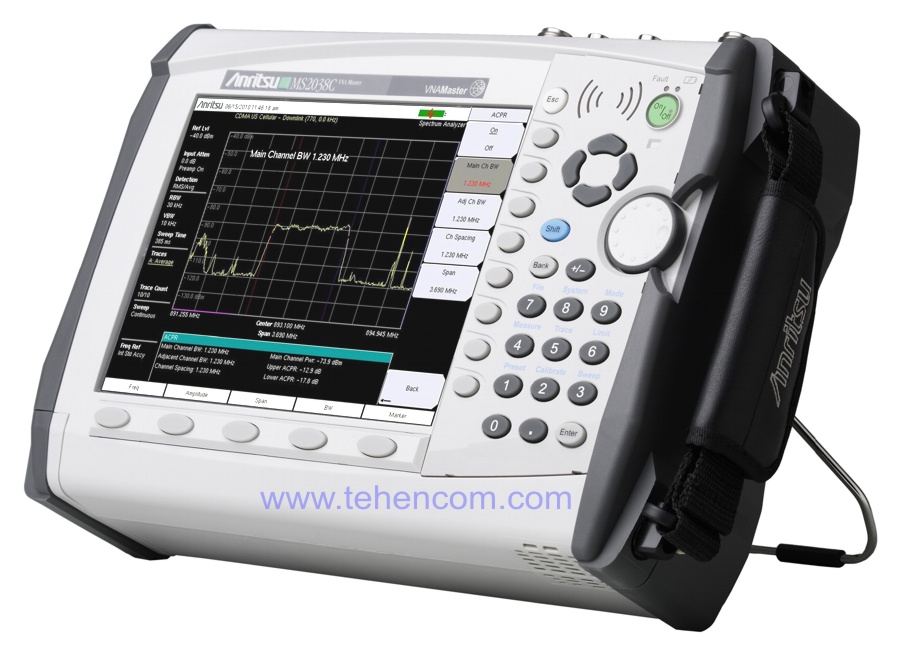 Portable analyzer Anritsu VNA Master MS2038C on a folding stand