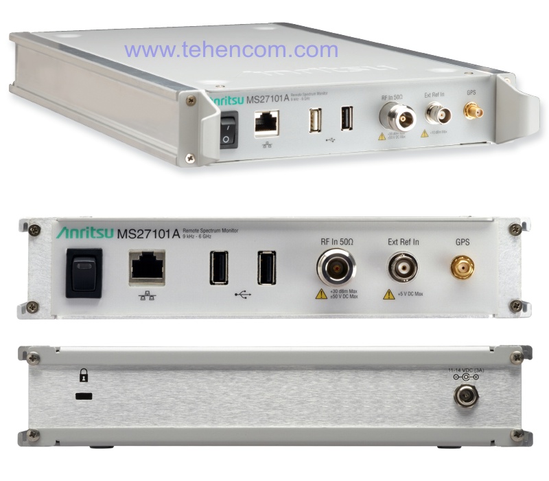 Three angles of the Anritsu MS27101A model: side, front and back