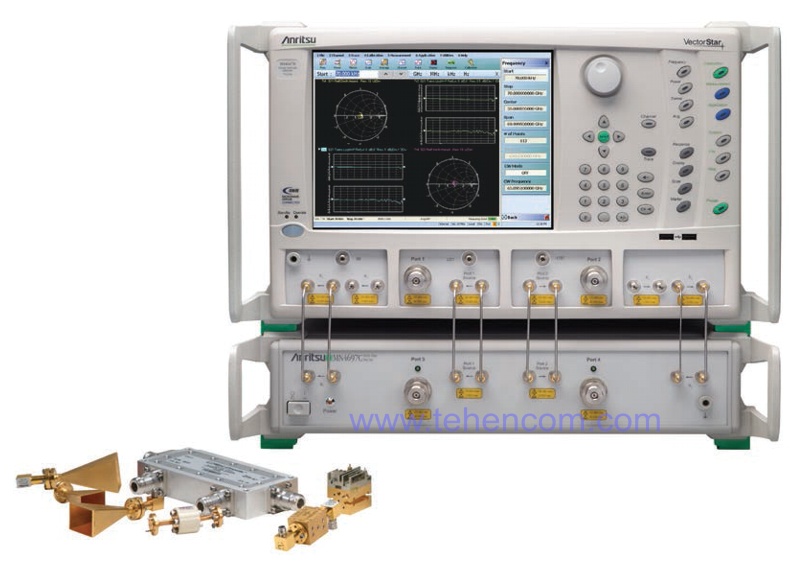 The Anritsu VectorStar MS4647B vector network analyzer and MN4697C port expansion module are ideal for testing 2- and 4-port devices and components