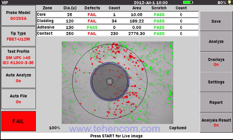 Anritsu MT9083A2, MT9083B2 and MT9083C2 reflectometers can automatically check the condition of the connector surface for defects and scratches in accordance with the international standard IEC 61300-3-35 (IEC61300-3-35)