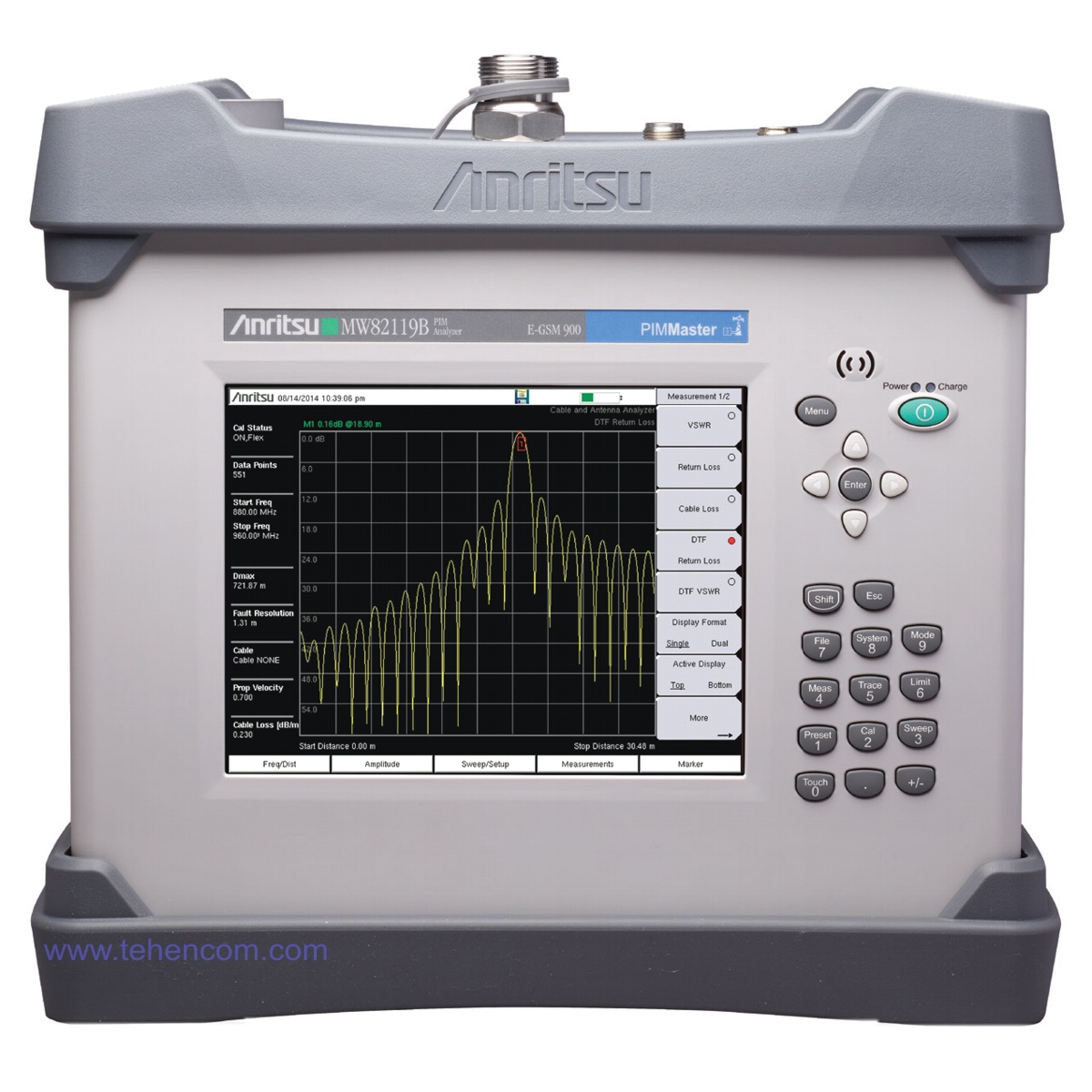 Portable analyzer of passive intermodulation (PIM) Anritsu MW82119B with built-in analyzer of antenna-feeder devices (AFD)