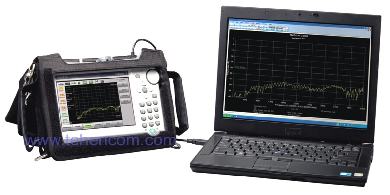 Site Master S331L analyzer connected to a computer