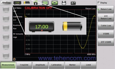 At the end of the working day, the battery of the Anritsu S331L analyzer is still charged