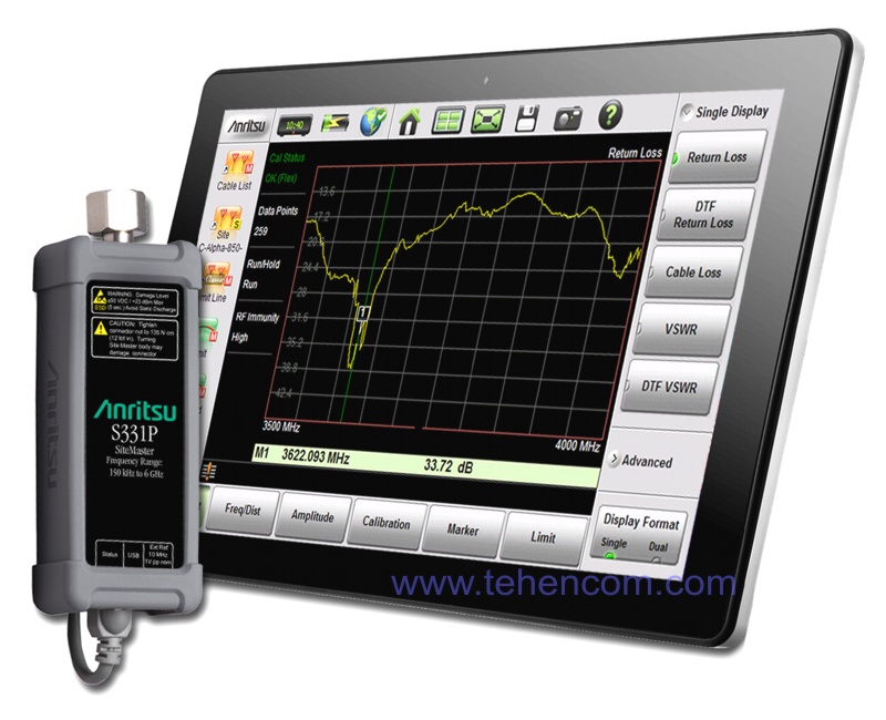 Anritsu S331P analyzer controlled by handheld device