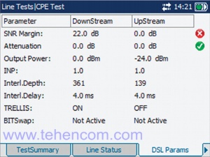 Screenshot of EXFO AXS-200/630 VDSL2, ADSL2+ and IP triple-play tester module program