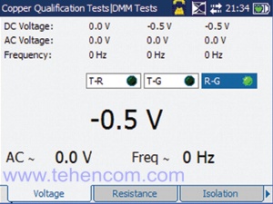 Screenshot of the EXFO AXS-200/610 copper line tester module up to 30 MHz