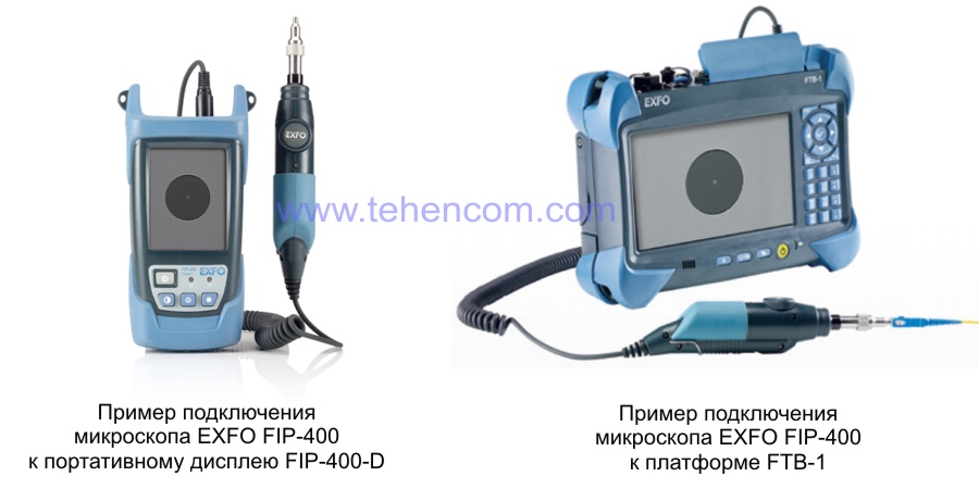 Примеры подключения видеомикроскопа EXFO FIP-400