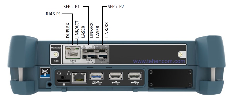 EXFO MAX-860 and EXFO MAX-860G analyzer connectors