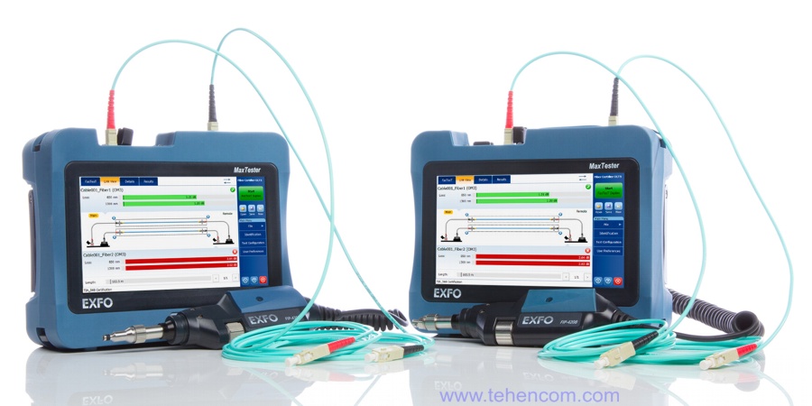 Master and slave EXFO MaxTester 94x display the same and very detailed information during measurement