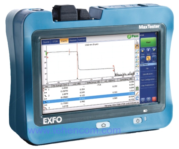 Compact touch reflectometer up to 39 dB EXFO MaxTester 730B