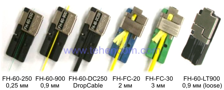 Съёмные держатели волокна для аппарата Fujikura 19S для различных типов оптоволоконных кабелей