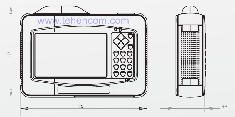 Overall dimensions of reflectometers of the Grandway FHO3000 series