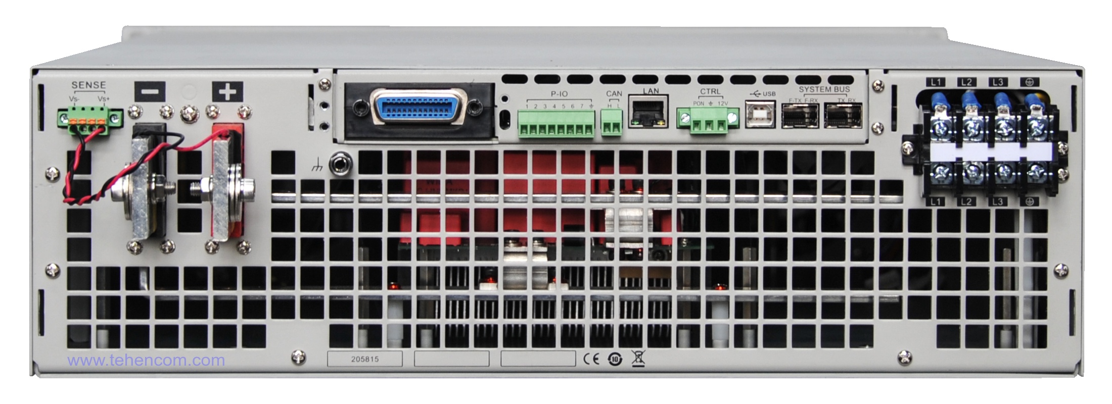 Rear panel of the ITECH IT6018C-500-90 model with a maximum output power of 18 kW.