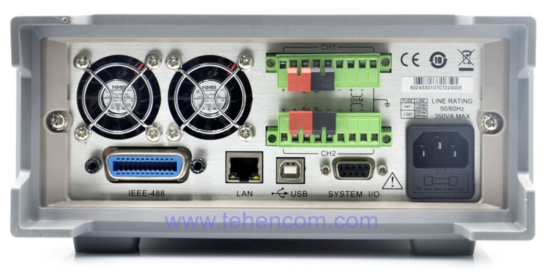 The design of the rear panel of the ITECH IT6412 instrument