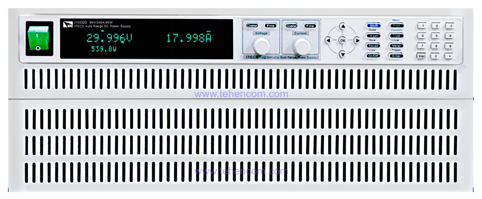 Модель IT6532D с максимальной выходной мощностью 6 кВт, которая состоит из двух модулей: трёхкиловаттного модуля генерации и управления (сверху) и трёхкиловаттного модуля увеличения мощности (внизу)