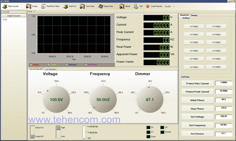 The operation of ITECH IT7300 series AC power supplies can be controlled using a convenient and functional computer program