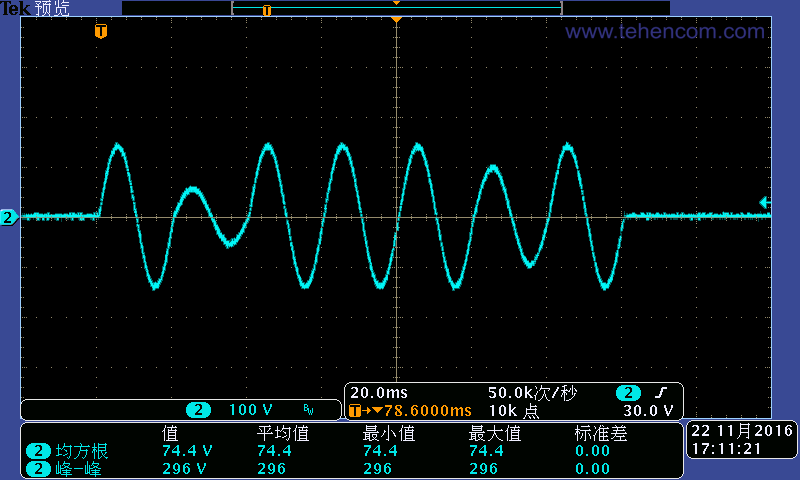 Formation of two periods of undervoltage using the source of the IT7600 series