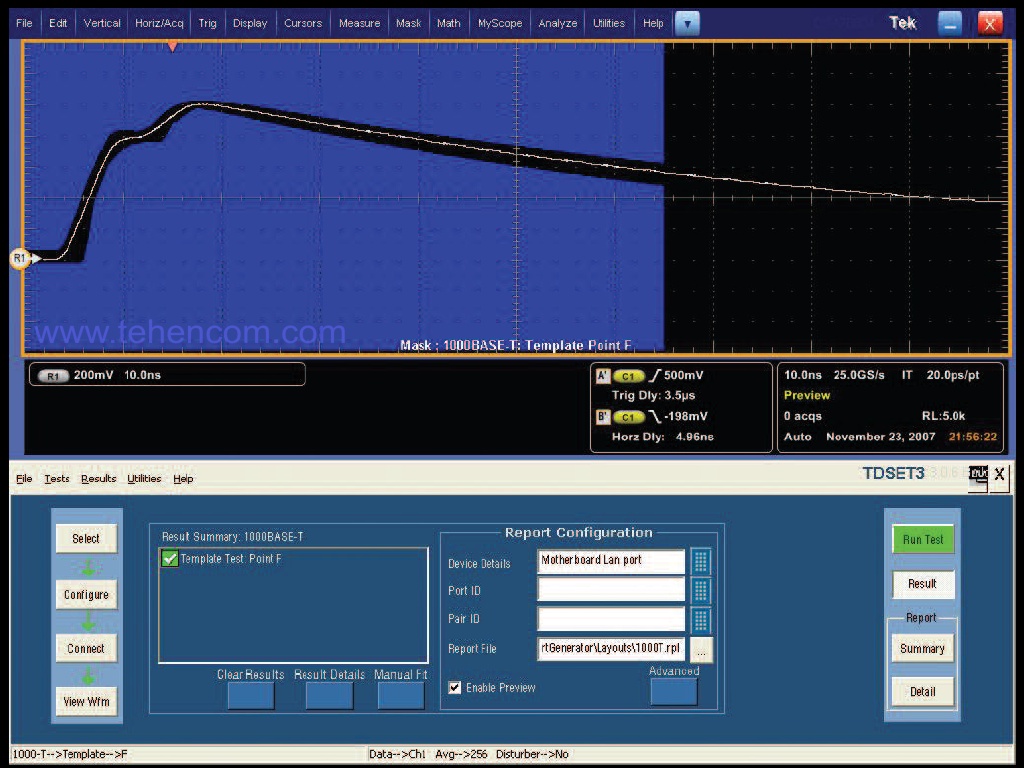 Example of Option ET3 for DPO/MSO70000 ultra-fast oscilloscopes for Ethernet protocol analysis
