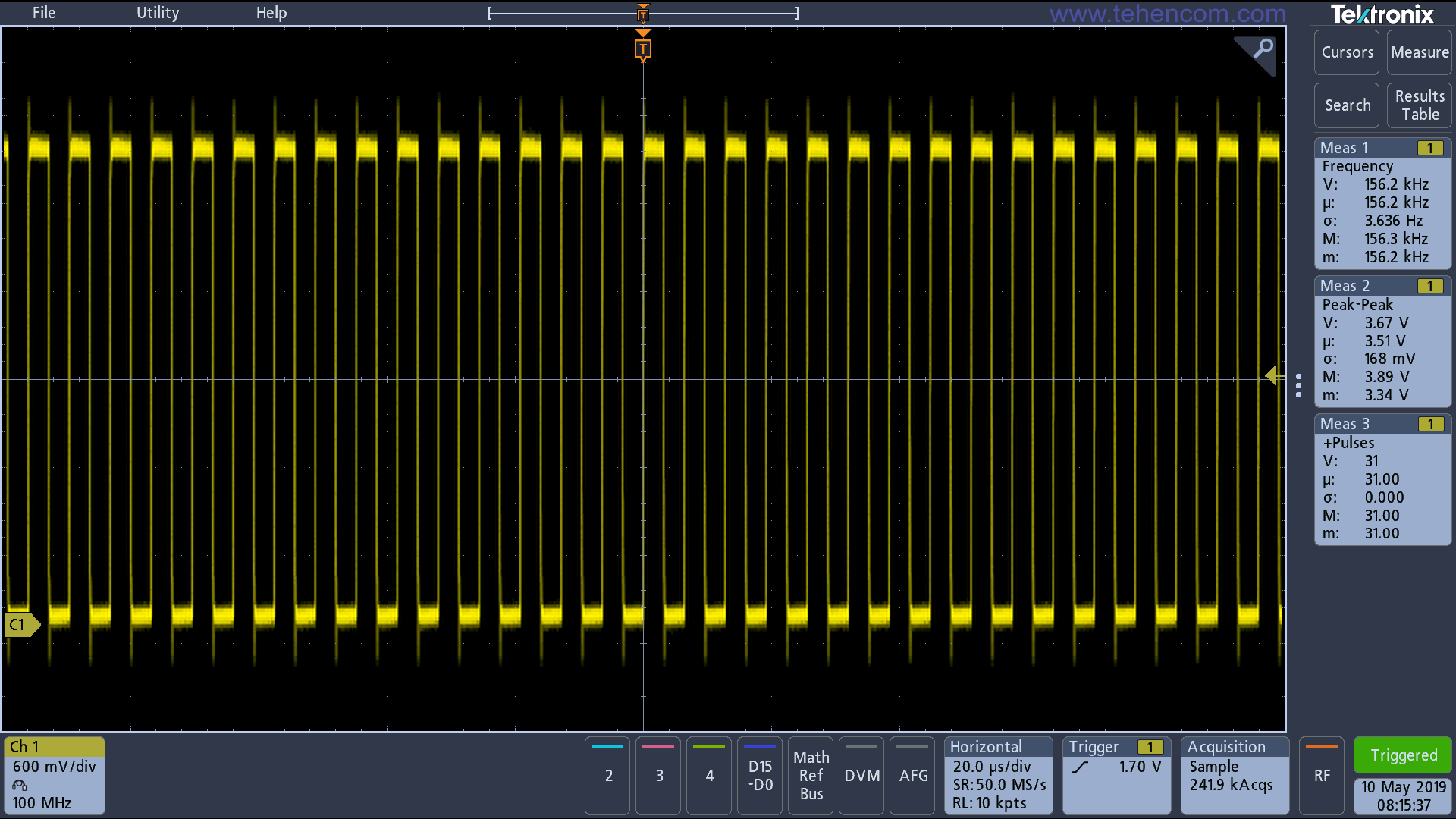 Функція автоматизованих вимірювань осцилографа Tektronix MDO3 дозволяє вимірювати різноманітні параметри сигналів, включаючи аналіз статистичних даних