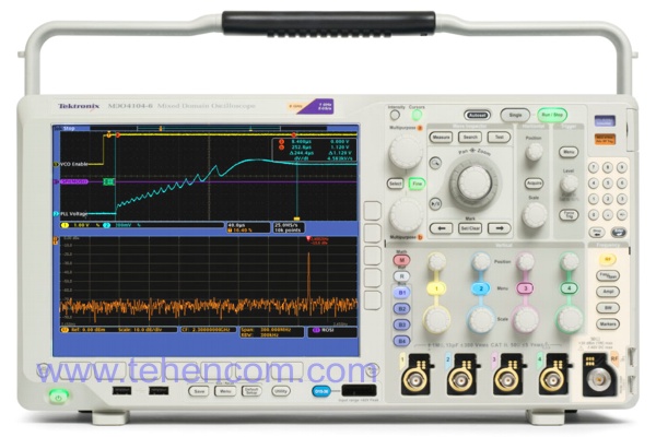 Tektronix MDO4000 - Digital Phosphor Oscilloscopes with Built-in Spectrum Analyzer from 500 MHz to 1 GHz (Models: MDO4054-3, MDO4054-6, MDO4104-3, MDO4104-6)