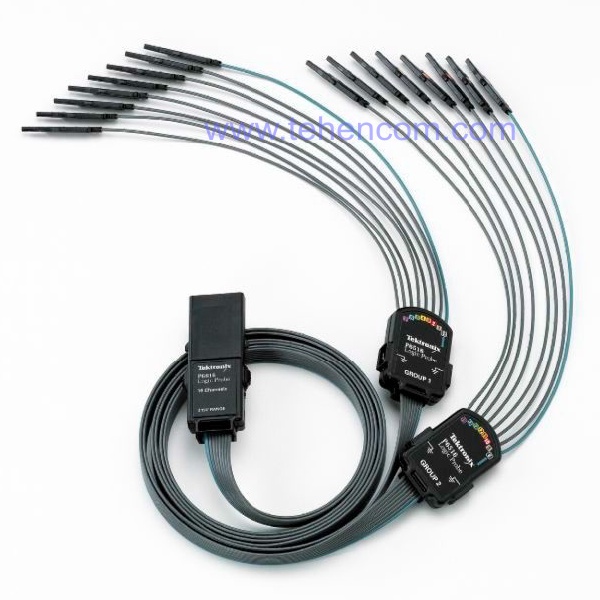 Пробник P6616 MSO для осциллографа Tektronix MDO4000C имеет два пода по восемь каналов каждый для упрощения подключения к исследуемому устройству