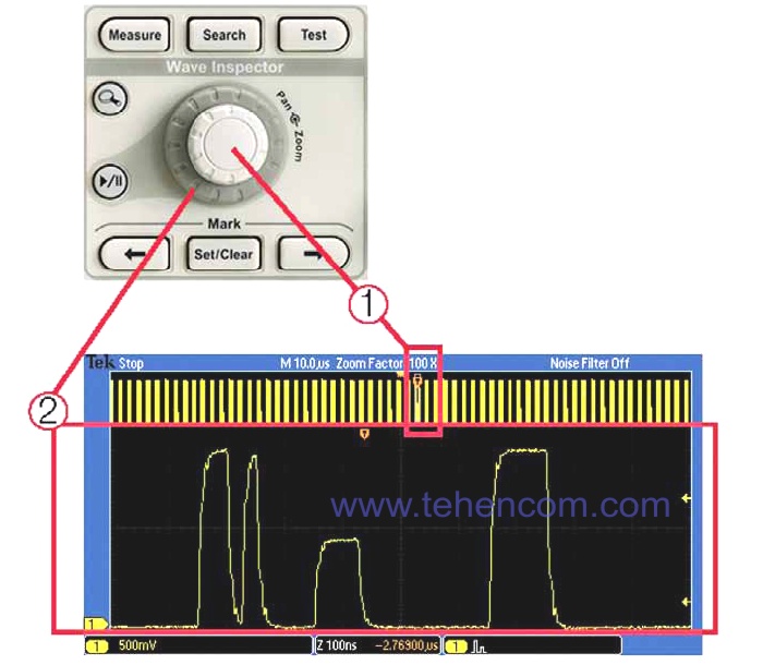 With the Wave Inspector control panel, the industry's best navigation and search tool, the MSO/DPO2000 Series oscilloscopes give you the ability to find the events you need in seconds.