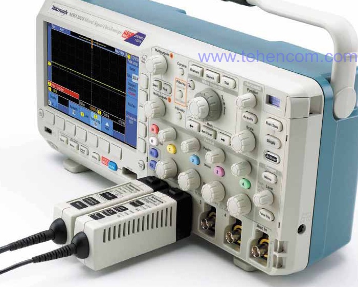 TekVPI interface makes it easy to connect probes to the oscilloscope