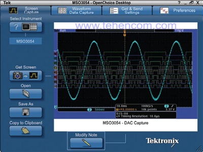 ПЗ OpenChoice Desktop забезпечує легке підключення осцилографа до комп'ютера