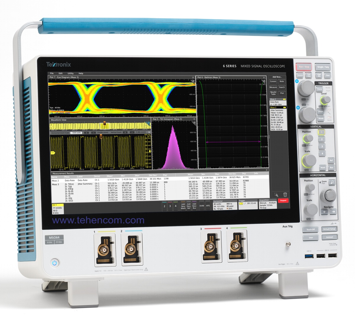 Точные осциллографы для цифровых, аналоговых и смешанных сигналов Tektronix MSO 6 с полосой от 1 ГГц до 8 ГГц (модели: MSO64-BW-1000, MSO64-BW-2500, MSO64-BW-4000, MSO64-BW-6000 и MSO64-BW-8000)