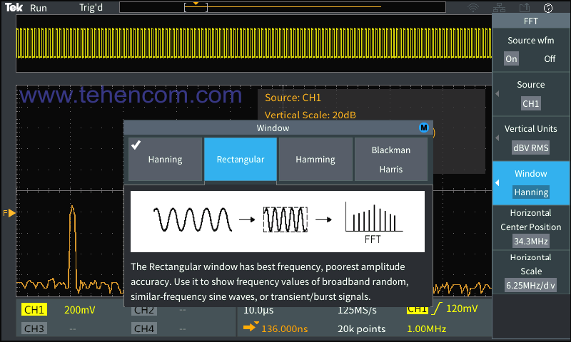 Built-in help system makes it easy to master all the functions of the Tektronix TBS2000B oscilloscope