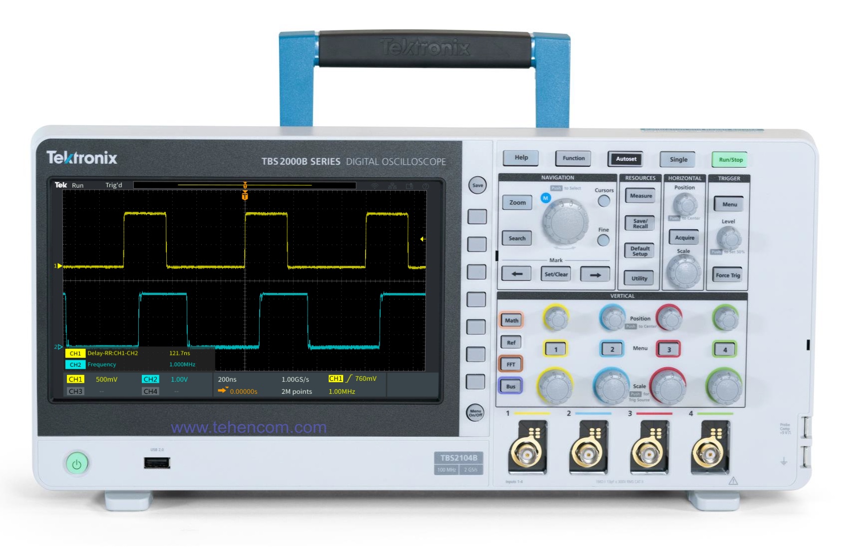 Цифрові запам'ятовуючі осцилографи Tektronix серії TBS2000B моделі: TBS2072B, TBS2074B, TBS2102B, TBS2104B, TBS2202B та TBS2204B зі смугою 70 МГц, 100 МГц та 200 МГц