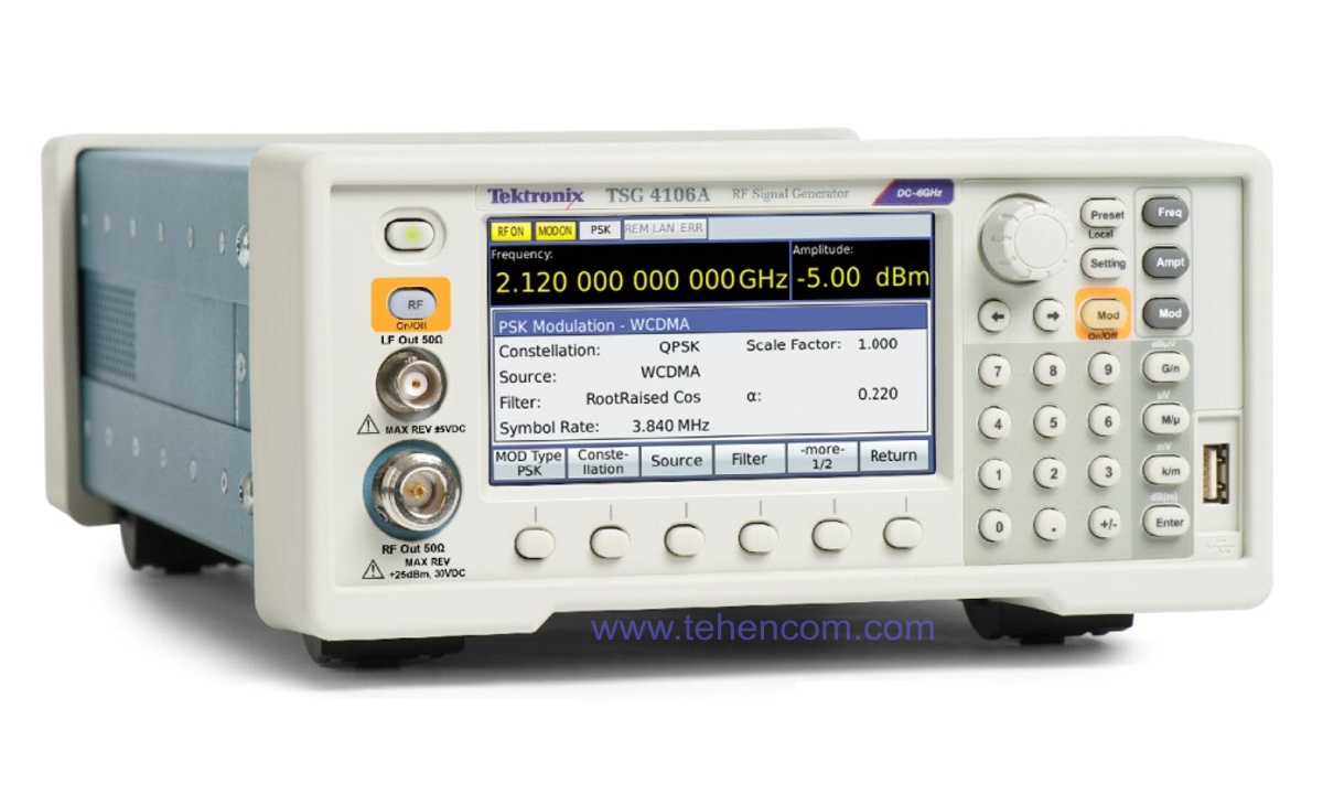 Векторні вимірювальні генератори сигналів Tektronix серії TSG4100A: модель TSG4102A (до 2 ГГц); модель TSG4104A (до 4 ГГц) та модель TSG4106A (до 6 ГГц)