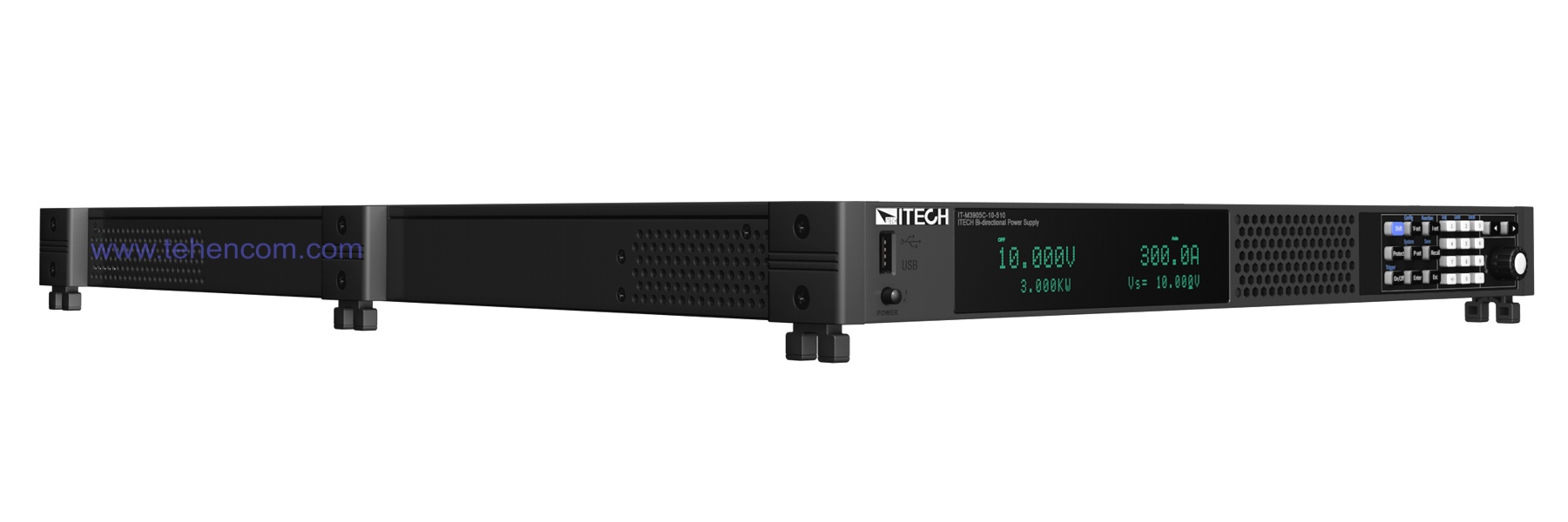 Typical ITECH IT-M3900C series power supply (1U height, side view 1)