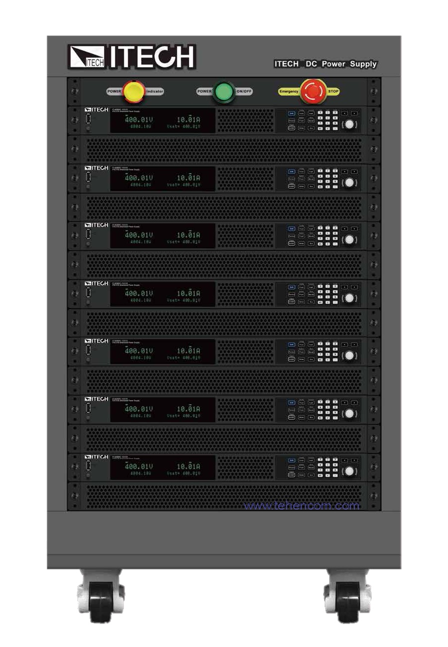 42 kW rack containing seven ITECH IT-M3900C series models