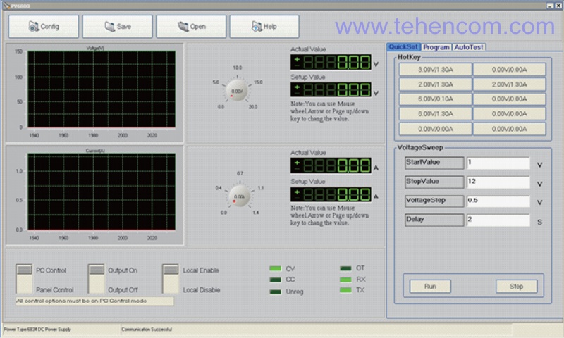 Скриншот программного обеспечения PV6800