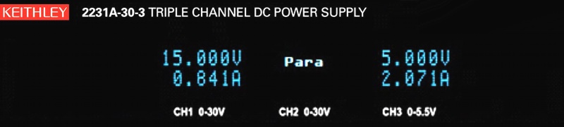 Keithley 2230 series transformer power supply display