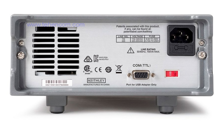 Galvanically isolated power supply Keithley 2231A-30-3 (rear view)