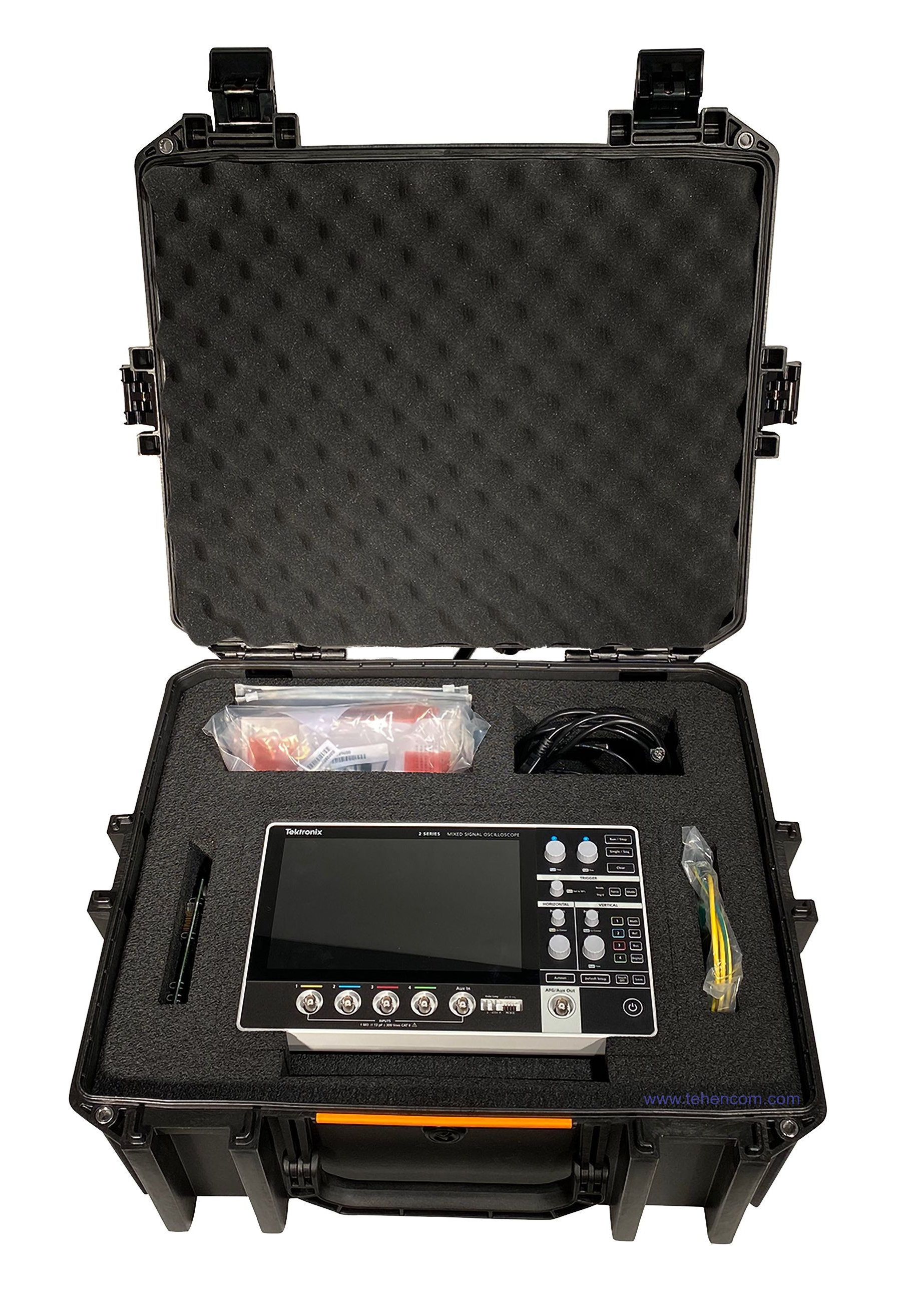 Tektronix MSO2 oscilloscope in a protective case