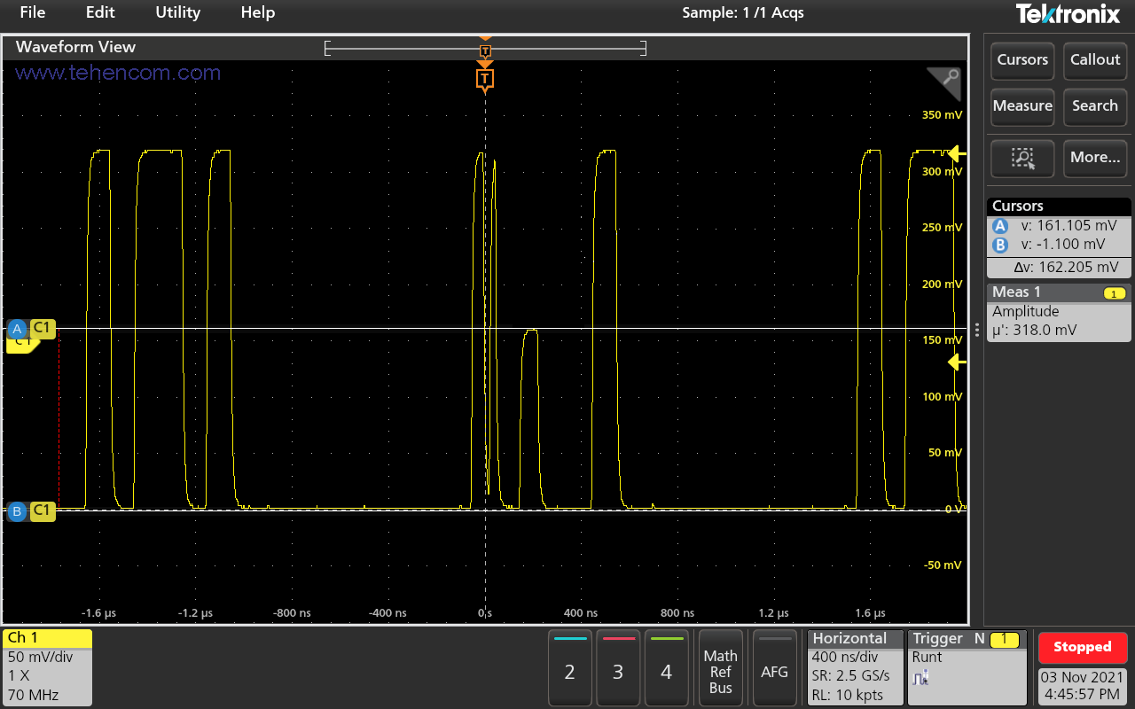 Triggering a Tektronix MSO2 oscilloscope on a specified event